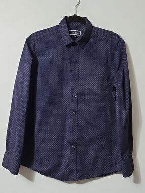 Club Room Navy Blue Microdot Button-Down Mens Shirt Size M